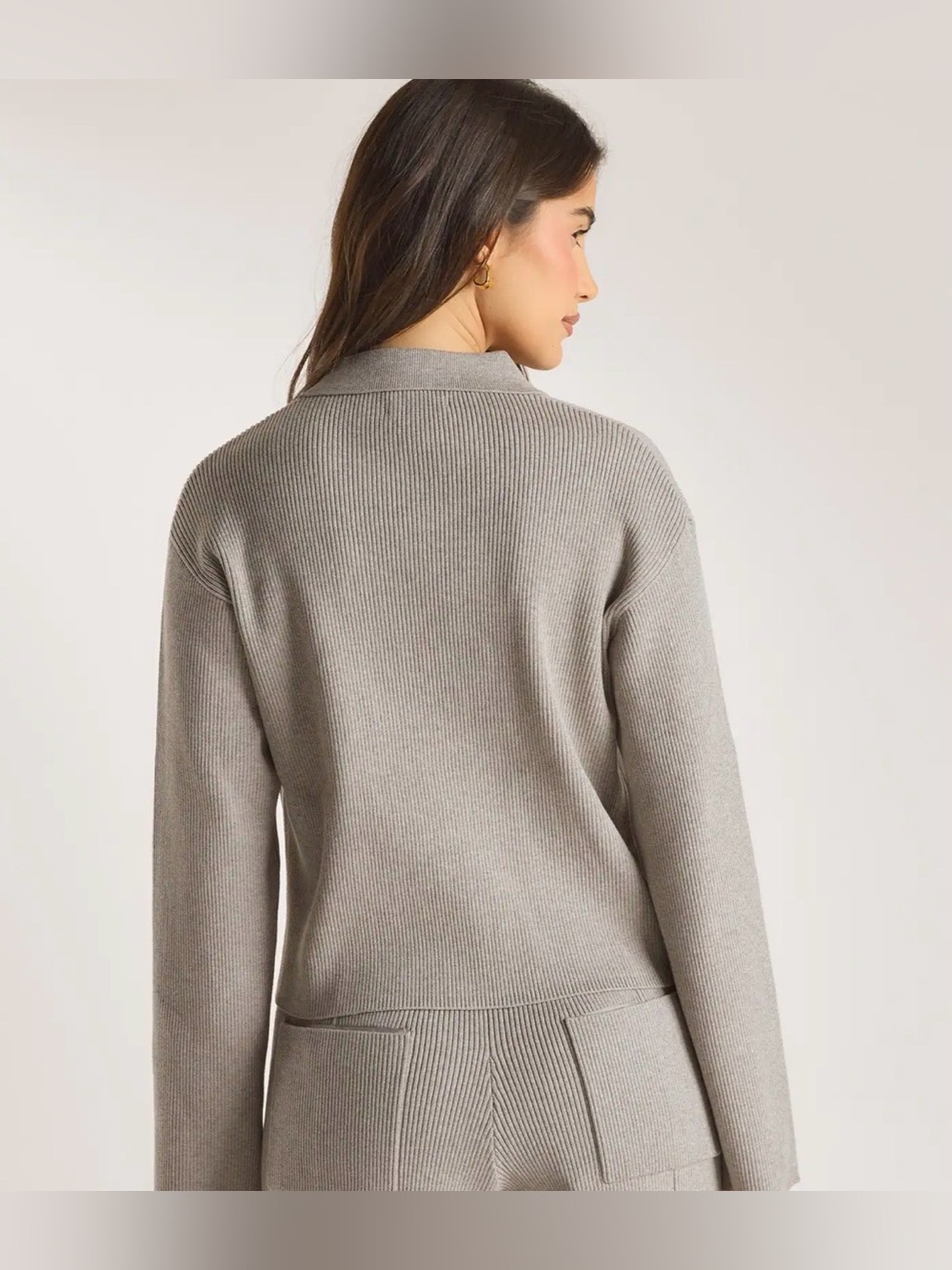LOUNGE Knitted Oversized Shirt - Warm Grey - Picture 5 of 8